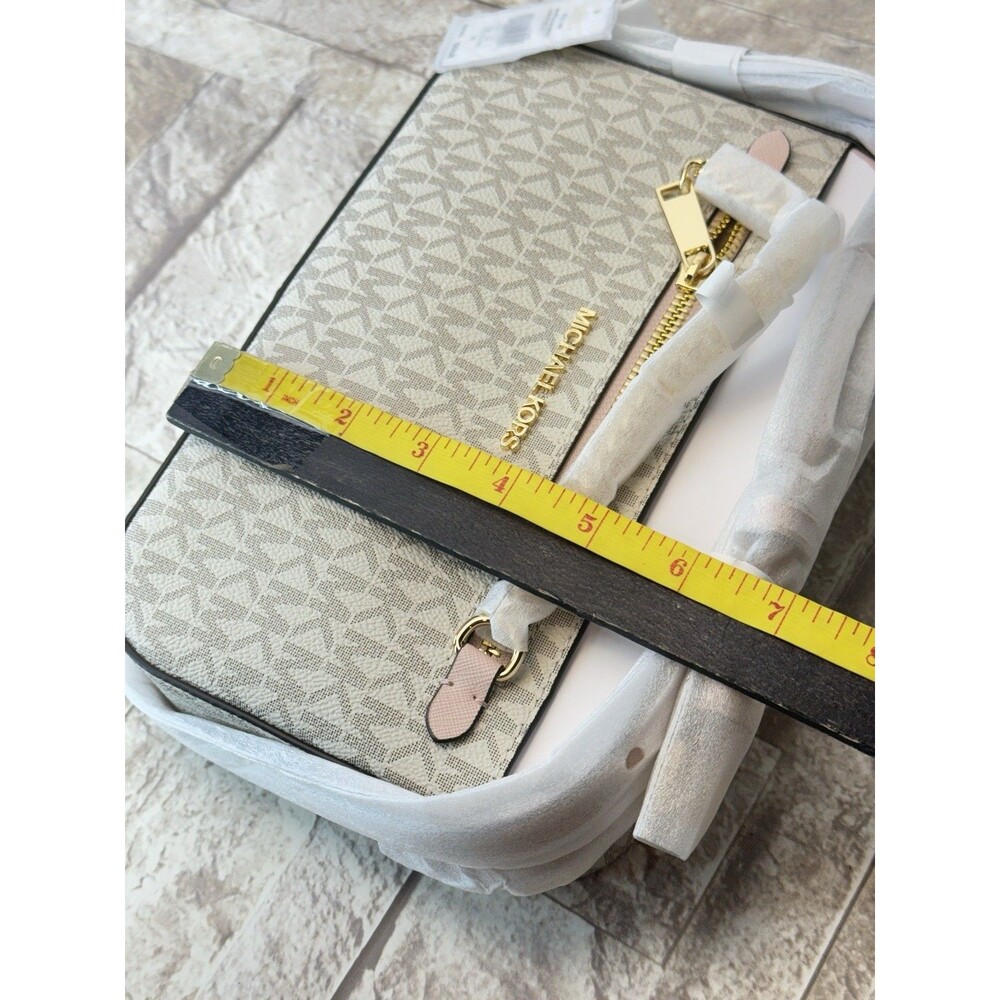 New Michael Kors Jet Large East West Zip Chain Crossbody Bag Vanilla Pink - Picture 11 of 16